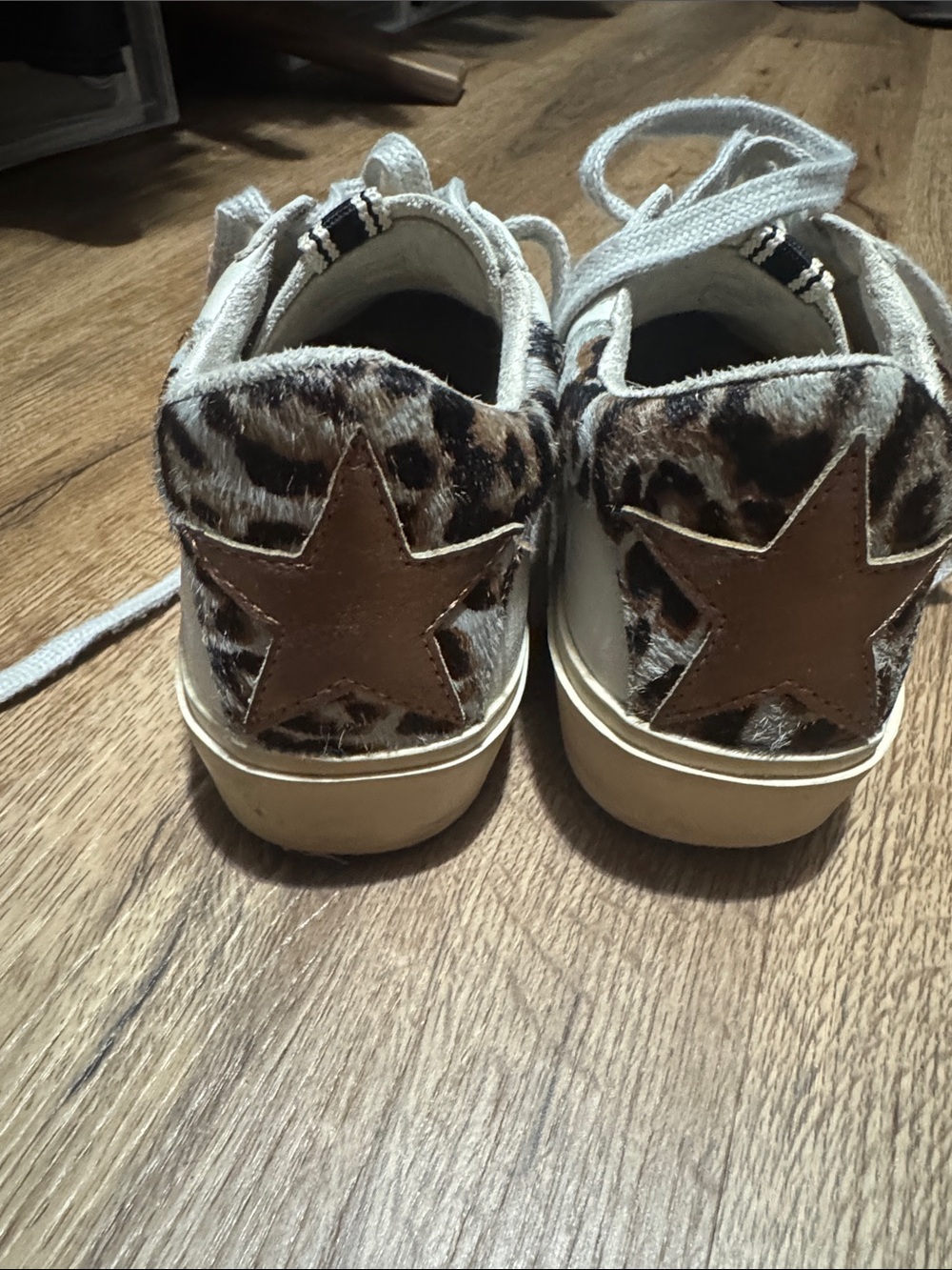 ShuShop Leopard Print Sneakers with Brown Star Accent
